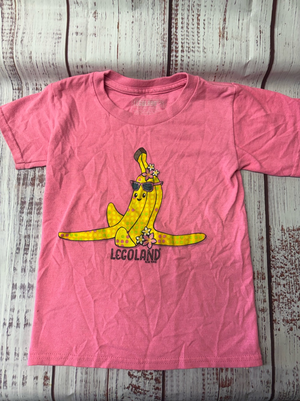 Lego Pink Short Sleeve Tee with Yellow Banana Graphic